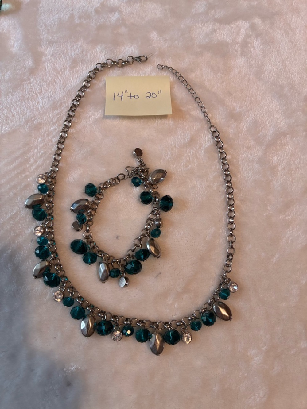 paparazzi Teal Crystal Dangle Necklace & Bracelet Set
